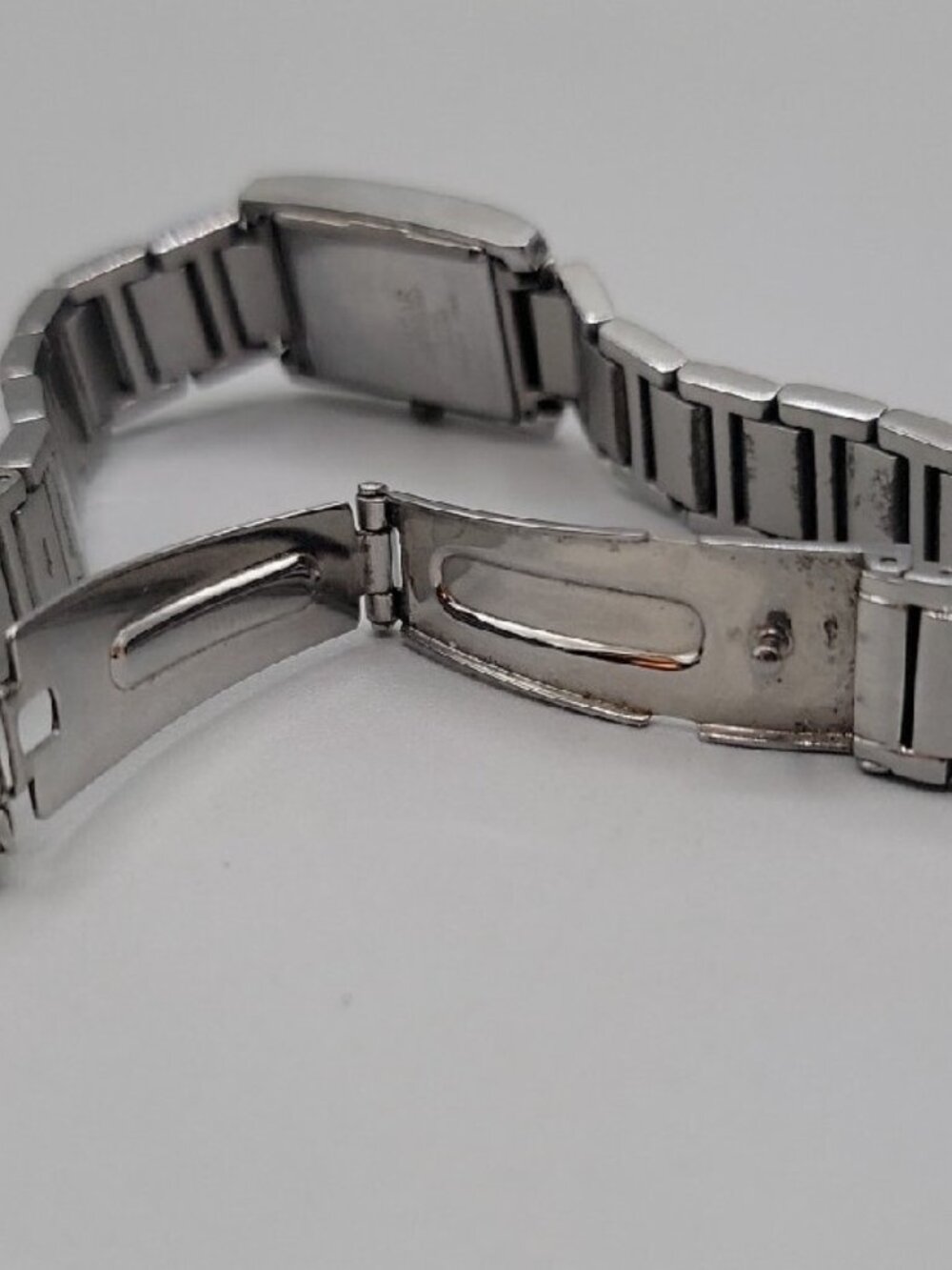 Vintage Pulsar Ladies Watch 1N00 X265 Silvertone Rectangle Link Band Rhinestones - Picture 14 of 14